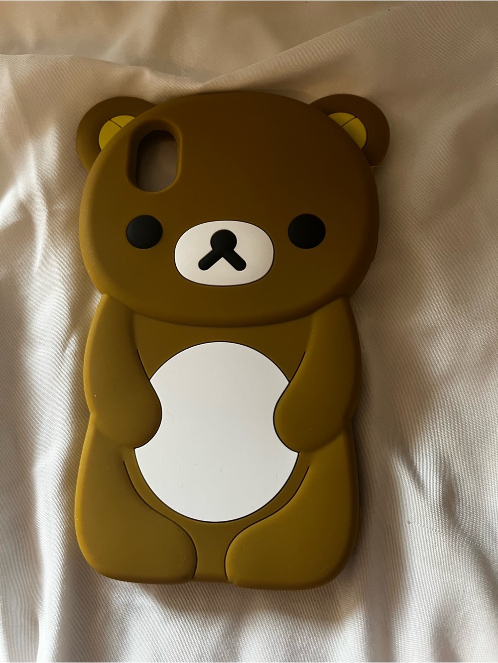 Cute Bear Silicone Phone Case - Brown & White